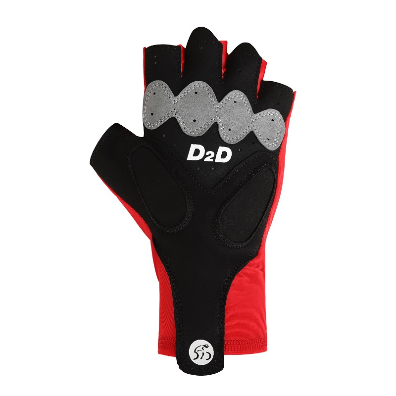 Blue and Fluoro Red D2D Second Skin Aero Fingerless Cycling Gloves Black 